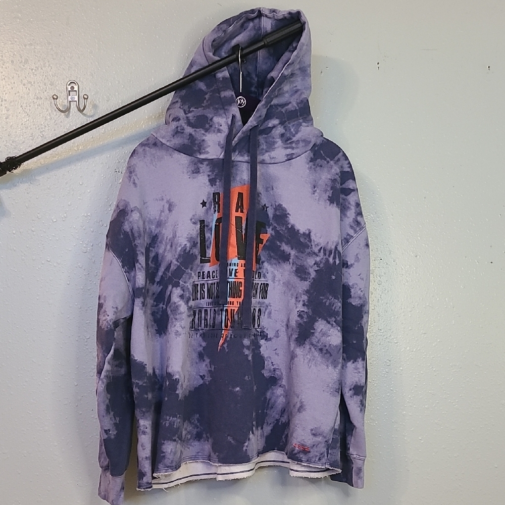 Peace Love World Purple Tie-Dye Hoodie